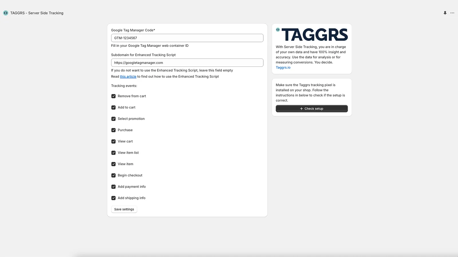 Taggrs server-side tracking